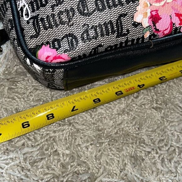 JUICY COUTURE RED BLACK PINK FLOWERED PURSE CROSSBODY CAMERA BAG - Picture 7 of 15
